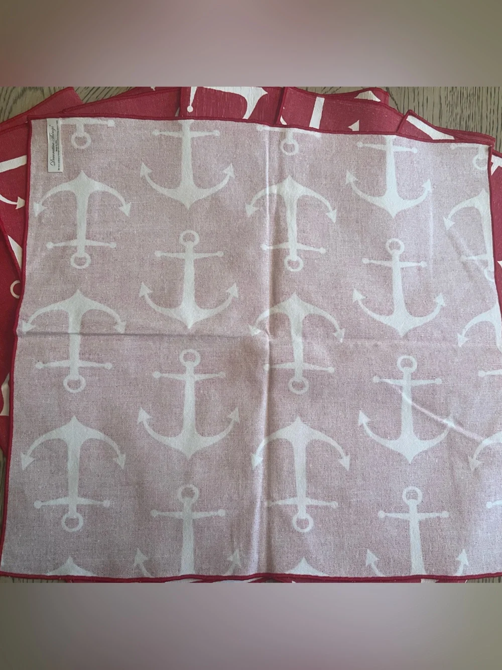 Decorative Things Red Anchor Print Napkins - Set of 6